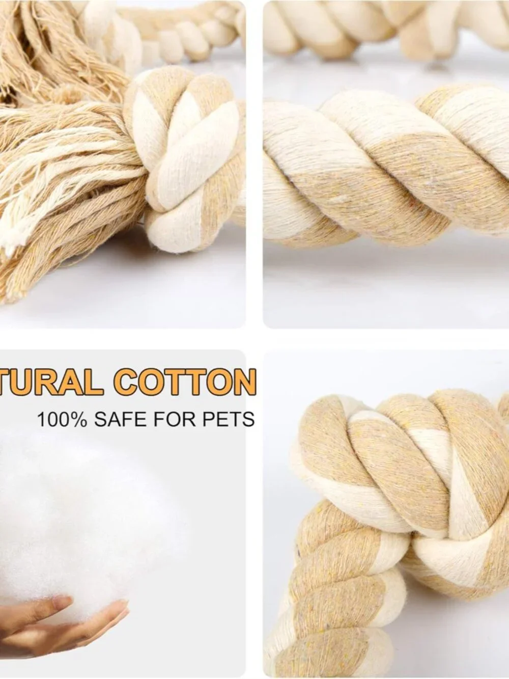 Dog Rope Toys for Large/Medium Aggressive Chewers, Tough Cotton Chew Toy, 3 Feet - Picture 3 of 7